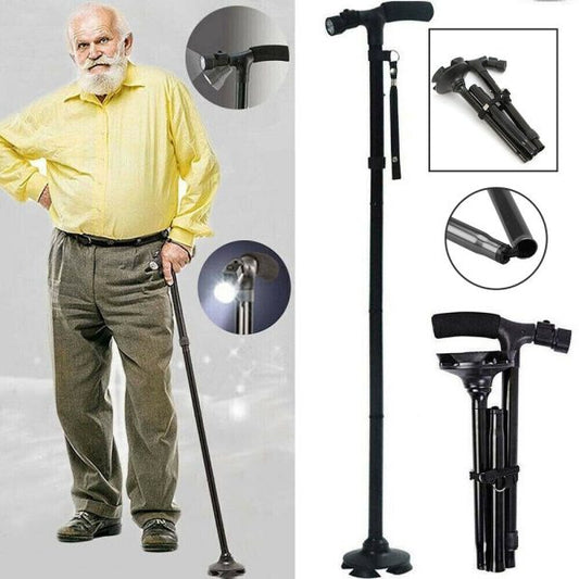 Portable Folding Walking Stick With Led Light
