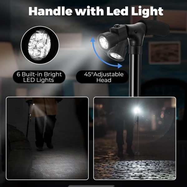 Portable Folding Walking Stick With Led Light